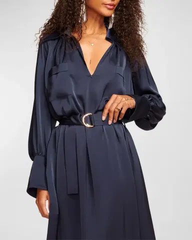 Ramy Brook Cecilia Satin Midi Shirtdress | Thumbnail 3 Ramy Brook Cecilia Satin Midi Shirtdress | Thumbnail 3