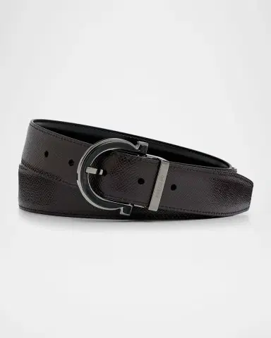 Ferragamo Men's Reversible Gancio-Buckle Leather Belt | Thumbnail 3