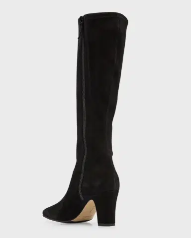 Manolo Blahnik Pitana Suede Block-Heel Knee Boots | Thumbnail 3