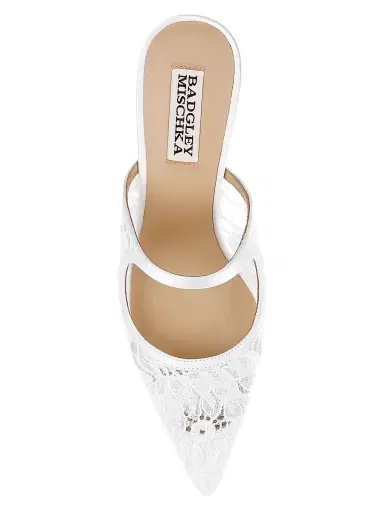 BADGLEY MISCHKA Women's Oaklyn 75MM Lace Mules - White Satin - Size 11 | Thumbnail 4 BADGLEY MISCHKA Women's Oaklyn 75MM Lace Mules - White Satin - Size 11 | Thumbnail 4