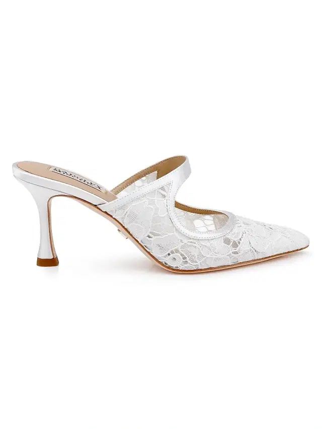Badgley Mischka Women's Oaklyn 75MM Lace Mules - White Satin