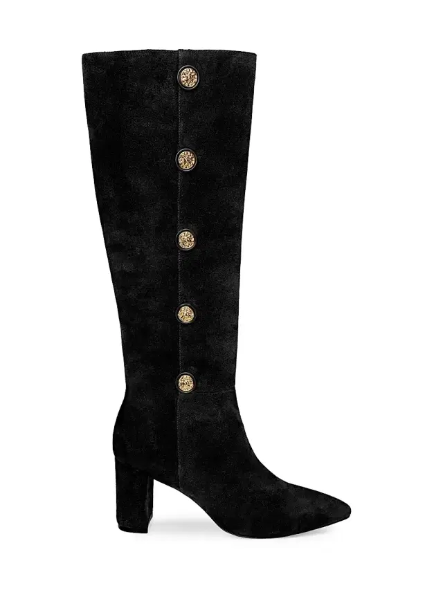 L'AGENCE Women's Octavie 75MM Embellished Suede Boots - Black Suede