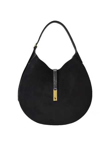 Polo Ralph Lauren Women's Polo ID Suede Shoulder Bag - Black | Thumbnail 1 Polo Ralph Lauren Women's Polo ID Suede Shoulder Bag - Black | Thumbnail 1