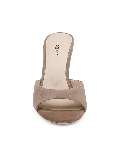 L'Agence Women's Avery 100MM Suede Mules - Taupe Suede - Size 11 | Thumbnail 5