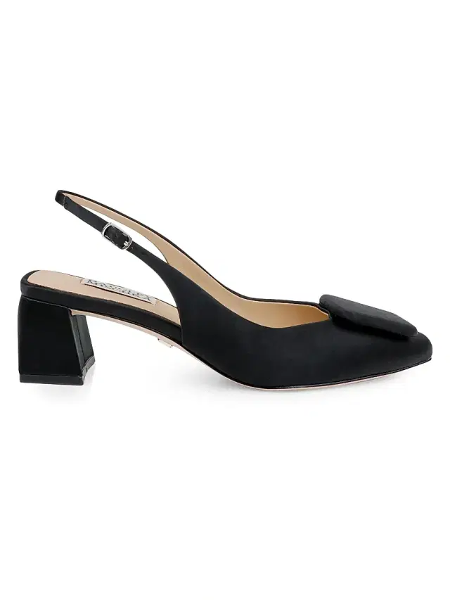 Badgley Mischka Women's Gracen 50MM Satin Block-Heel Slingback Pumps - Black Satin