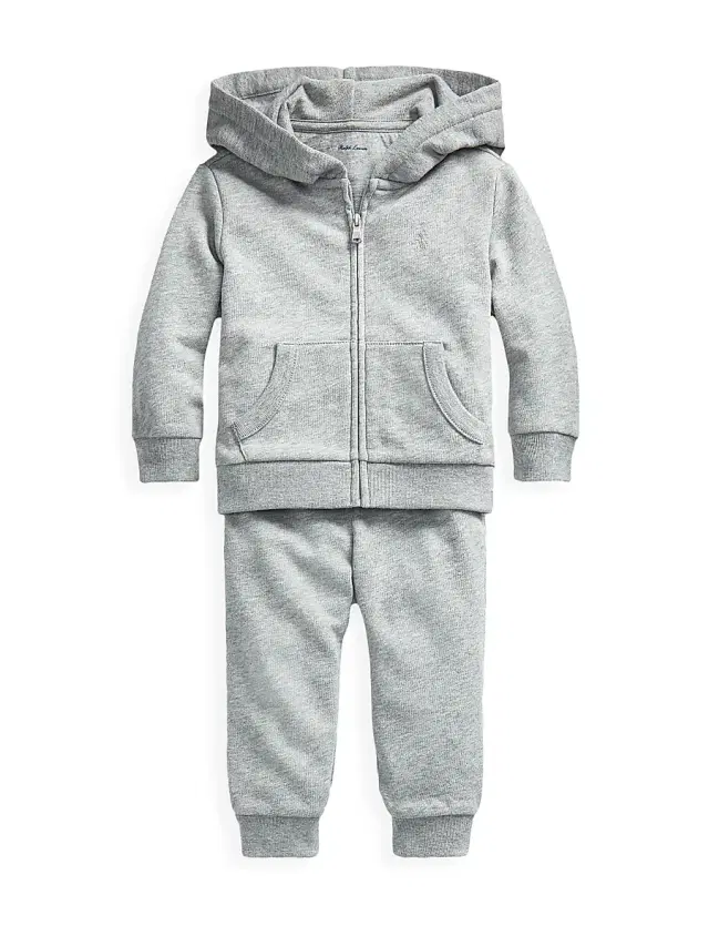 Polo Ralph Lauren Baby Boy's Atlantic Terry 2-Piece Track Suit Set - Light Grey 9 Months