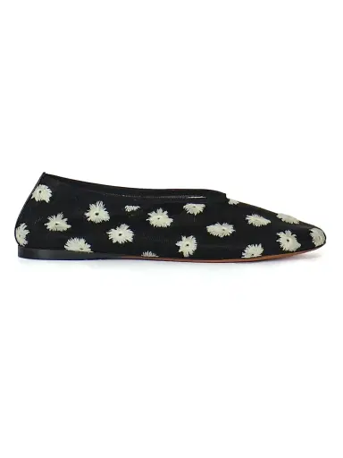 Proenza Schouler Women's Tee Embroidered Slipper Ballet Flats - Black Resin | Thumbnail 1