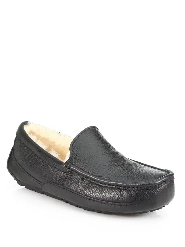 UGG Men's Ascot Leather Slippers - Black