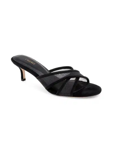 L'Agence Women's Padua 60MM Mesh-Suede Kitten-Heel Sandals - Black Mesh - Size 10 | Thumbnail 2 L'Agence Women's Padua 60MM Mesh-Suede Kitten-Heel Sandals - Black Mesh - Size 10 | Thumbnail 2