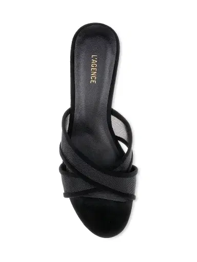 L'Agence Women's Padua 60MM Mesh-Suede Kitten-Heel Sandals - Black Mesh - Size 10 | Thumbnail 4 L'Agence Women's Padua 60MM Mesh-Suede Kitten-Heel Sandals - Black Mesh - Size 10 | Thumbnail 4