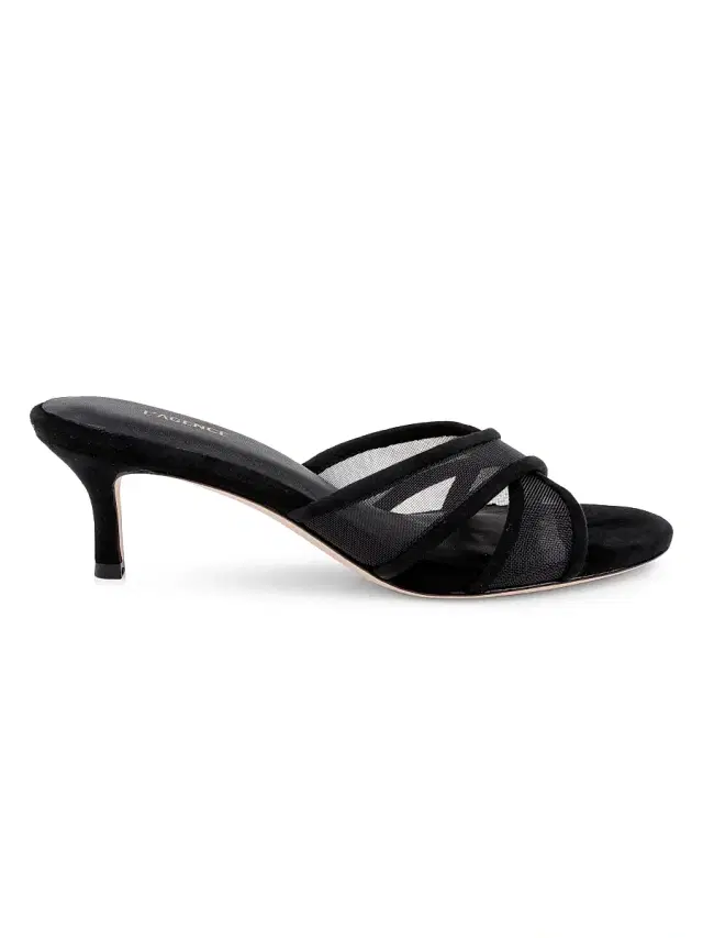 L'AGENCE Women's Padua 60MM Mesh-Suede Kitten-Heel Sandals - Black Mesh