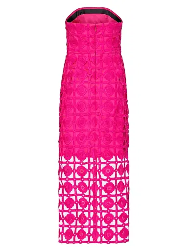 Milly Women's Kait Strapless Tiled Lace Midi-Dress - Pink - Size 12 | Thumbnail 3 Milly Women's Kait Strapless Tiled Lace Midi-Dress - Pink - Size 12 | Thumbnail 3