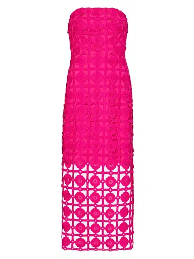 Milly Women's Kait Strapless Tiled Lace Midi-Dress - Pink - Size 12 | Thumbnail 1 Milly Women's Kait Strapless Tiled Lace Midi-Dress - Pink - Size 12 | Thumbnail 1