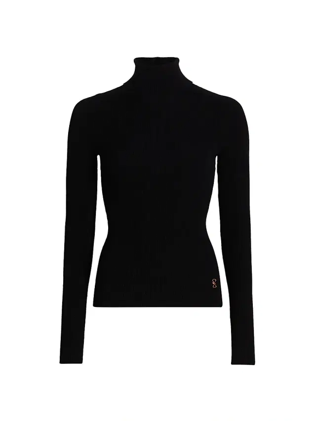 Proenza Schouler Women's Fox Ribbed Turtleneck Top - Black
