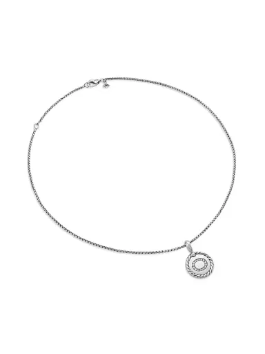 David Yurman Women's Initial Charm Necklace in Sterling Silver - Initial O | Thumbnail 3