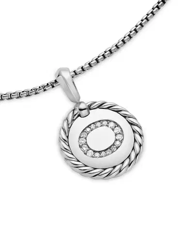 David Yurman Women's Initial Charm Necklace in Sterling Silver - Initial O | Thumbnail 5