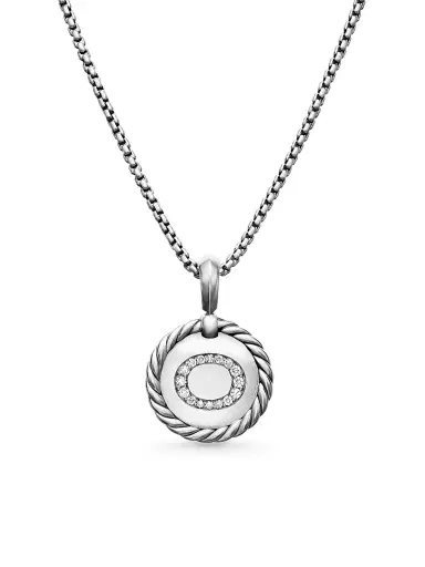 David Yurman Women's Initial Charm Necklace in Sterling Silver - Initial O | Thumbnail 1