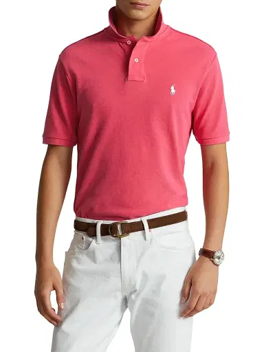 Polo Ralph Lauren Men's Logo Cotton Slim-Fit Polo Shirt - Hot Pink - Size XXL | Thumbnail 3 Polo Ralph Lauren Men's Logo Cotton Slim-Fit Polo Shirt - Hot Pink - Size XXL | Thumbnail 3