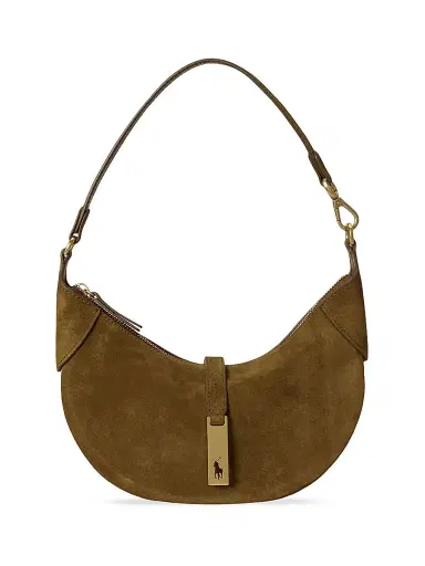 Polo Ralph Lauren Women's Polo ID Mini Suede Shoulder Bag - Artichoke | Thumbnail 1