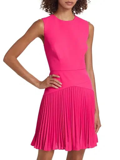 Milly Women's Haddy Pleated Minidress - Pink - Size 12 | Thumbnail 3