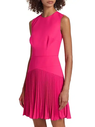Milly Women's Haddy Pleated Minidress - Pink - Size 12 | Thumbnail 4