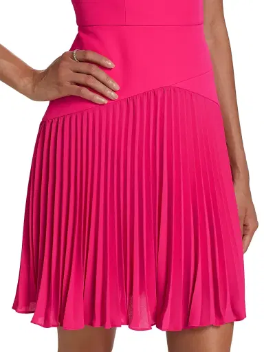 Milly Women's Haddy Pleated Minidress - Pink - Size 12 | Thumbnail 6