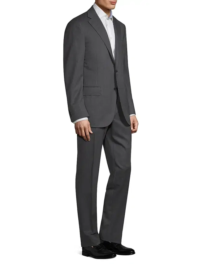 Corneliani Men's Regular-Fit Solid Woven Wool Suit - Dark Grey