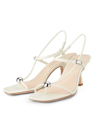 Loeffler Randall Women's Triana 70MM Leather Sandals - White | Thumbnail 2