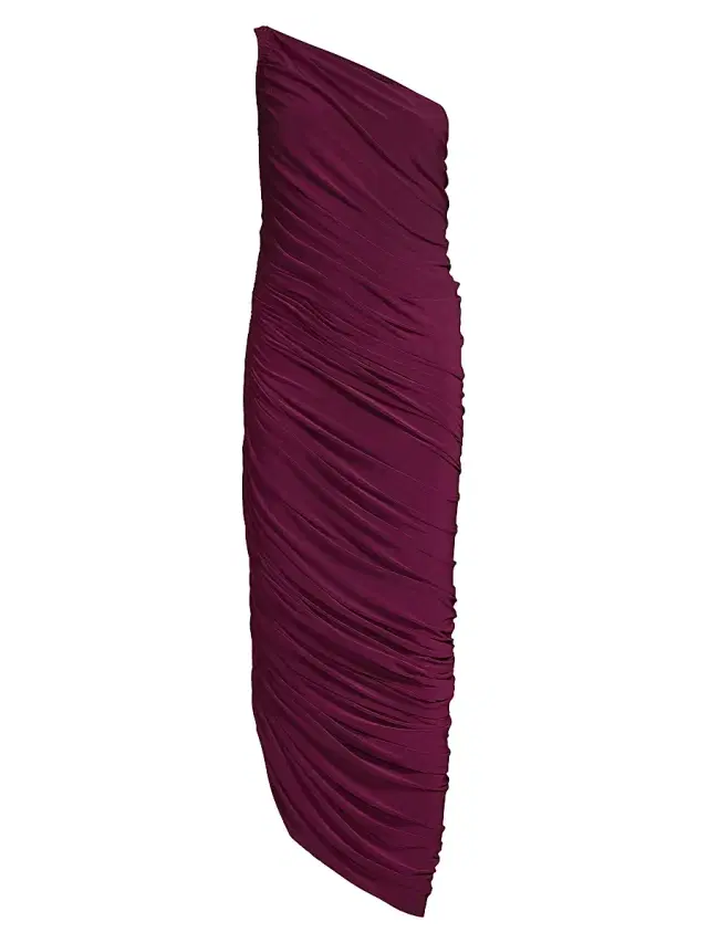 Norma Kamali Women's Diana Ruched One-Shoulder Gown - Plum