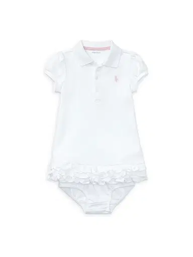 Polo Ralph Lauren Baby Girl's 2-Piece Cupcake Polo Dress & Bloomers Set - White - Size 9 Months | Thumbnail 1