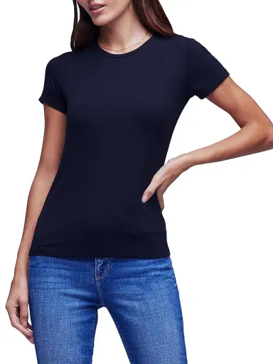 L'Agence Women's Ressi Rib-Knit Crewneck Tee | Thumbnail 1 L'Agence Women's Ressi Rib-Knit Crewneck Tee | Thumbnail 1