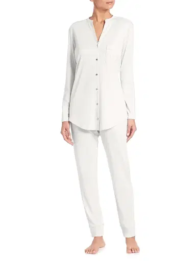 Hanro Women's Pure Essence Cotton Pajamas - Off White - Size XL | Thumbnail 2 Hanro Women's Pure Essence Cotton Pajamas - Off White - Size XL | Thumbnail 2