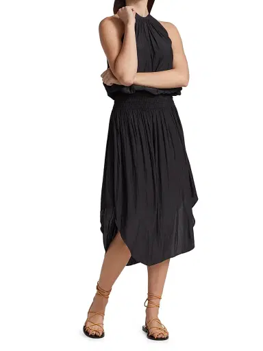 Ramy Brook Women's Audrey Blouson Midi-Dress - Black - Size Large | Thumbnail 2