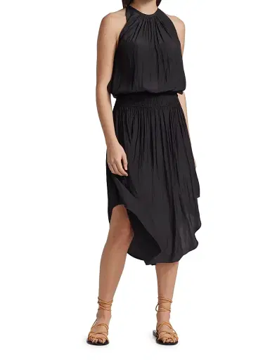 Ramy Brook Women's Audrey Blouson Midi-Dress - Black - Size Large | Thumbnail 3