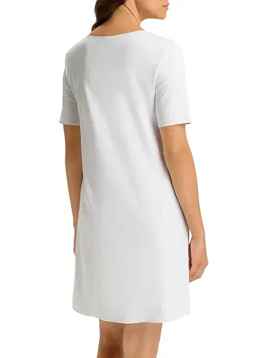 Hanro Women's V-Neck Cotton & Silk Nightgown - White Multi - Size Medium | Thumbnail 4 Hanro Women's V-Neck Cotton & Silk Nightgown - White Multi - Size Medium | Thumbnail 4
