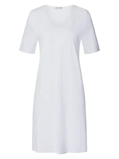 Hanro Women's V-Neck Cotton & Silk Nightgown - White Multi - Size Medium | Thumbnail 1 Hanro Women's V-Neck Cotton & Silk Nightgown - White Multi - Size Medium | Thumbnail 1