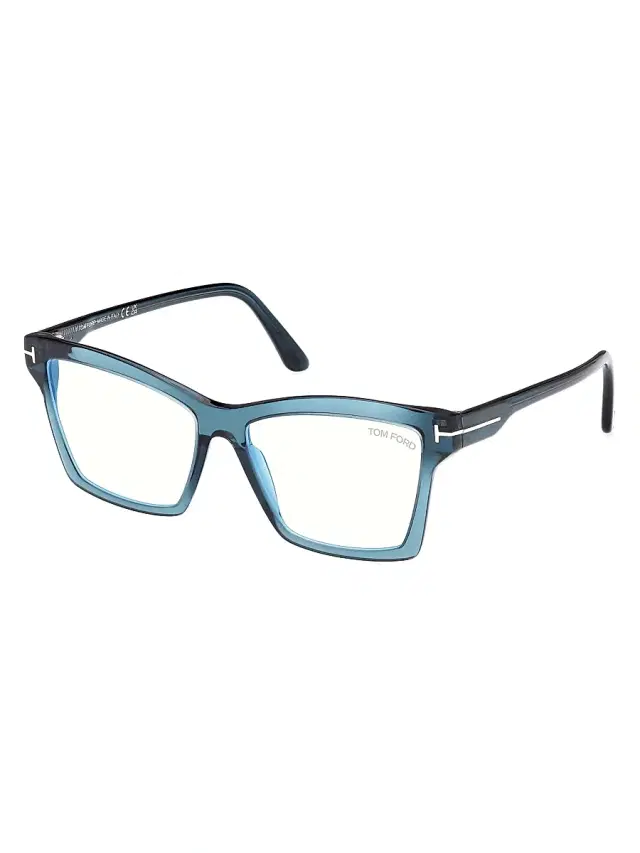 TOM FORD Women's 54MM Blue Block Optical Eyeglasses - Transparent Dark Teal