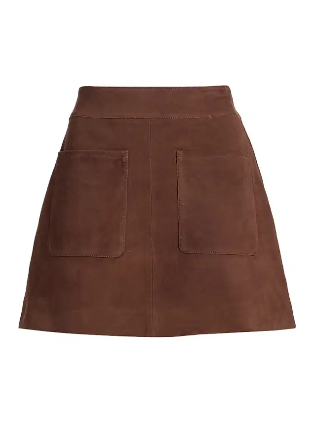 Tanya Taylor Women's Fran Suede Patch Pocket Miniskirt - Chocolate