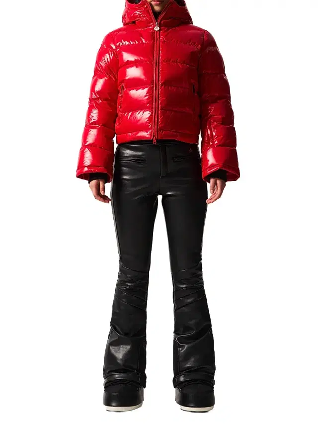 Perfect Moment Women's Polar Flare Houndstooth Ski Jacket - Red