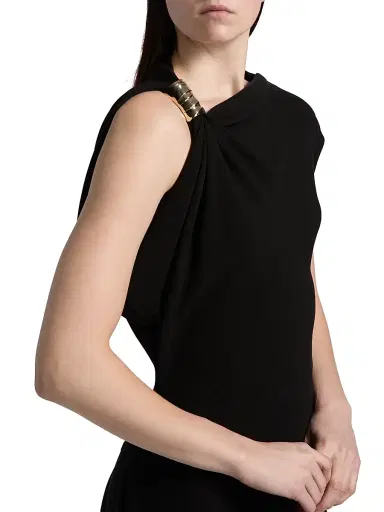 Proenza Schouler Women's Rue Double Crepe Midi-Dress - Black | Thumbnail 6 Proenza Schouler Women's Rue Double Crepe Midi-Dress - Black | Thumbnail 6