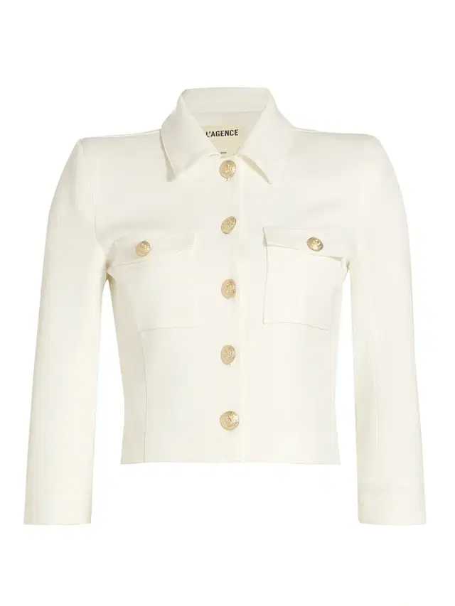 L'AGENCE Women's Kumi Twill Crop Jacket - White
