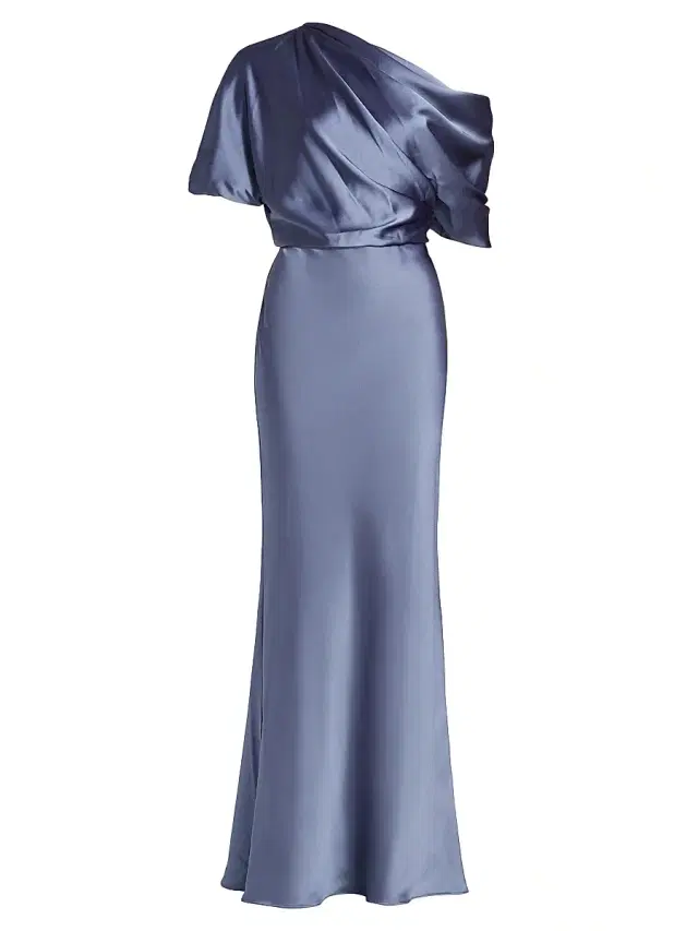 Amsale Women's Satin One-Shoulder Gown - Slate