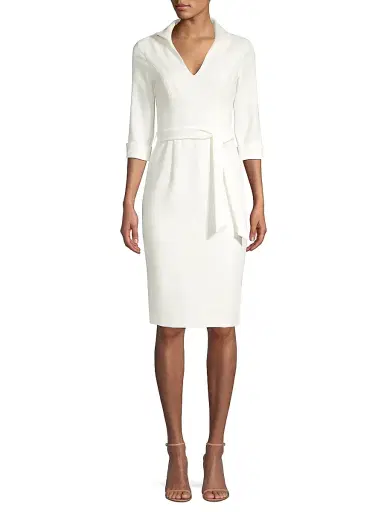 BLACK HALO Women's Madeline Tie-Front Sheath Dress - Porcelain | Thumbnail 3