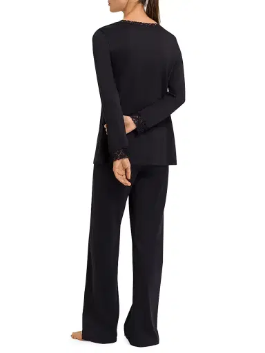Hanro Women's Moments Cotton 2-Piece Pajama Set - Black - Size XL | Thumbnail 4 Hanro Women's Moments Cotton 2-Piece Pajama Set - Black - Size XL | Thumbnail 4