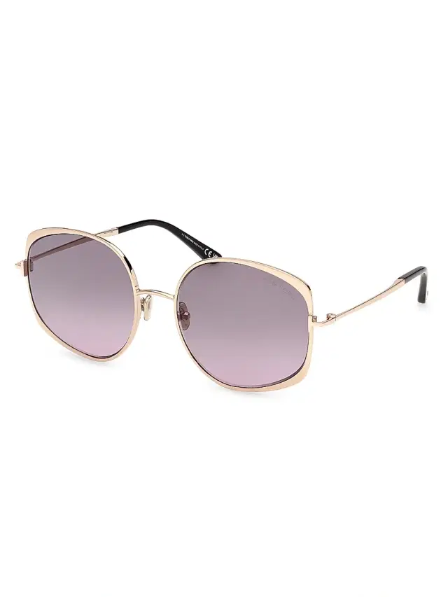 TOM FORD Women's Abbey 58MM Geometric Sunglasses - Gold Purple