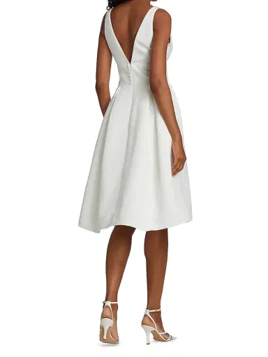 Amsale Women's Faille Deep V-Neck Dress | Thumbnail 5