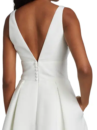 Amsale Women's Faille Deep V-Neck Dress | Thumbnail 6