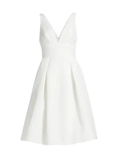 Amsale Women's Faille Deep V-Neck Dress | Thumbnail 1