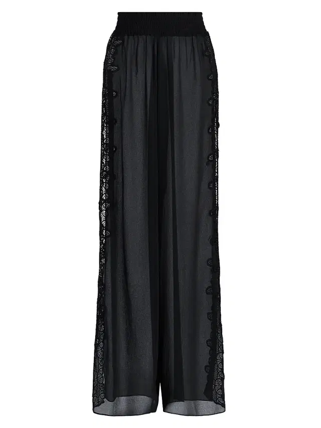 Ramy Brook Women's Athena Lace Wide-Leg Cover-Up Pants - Black