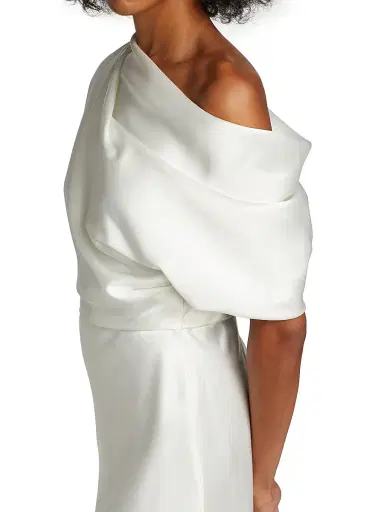 Amsale Women's Draped Satin One-Shoulder Midi-Dress - | Thumbnail 6